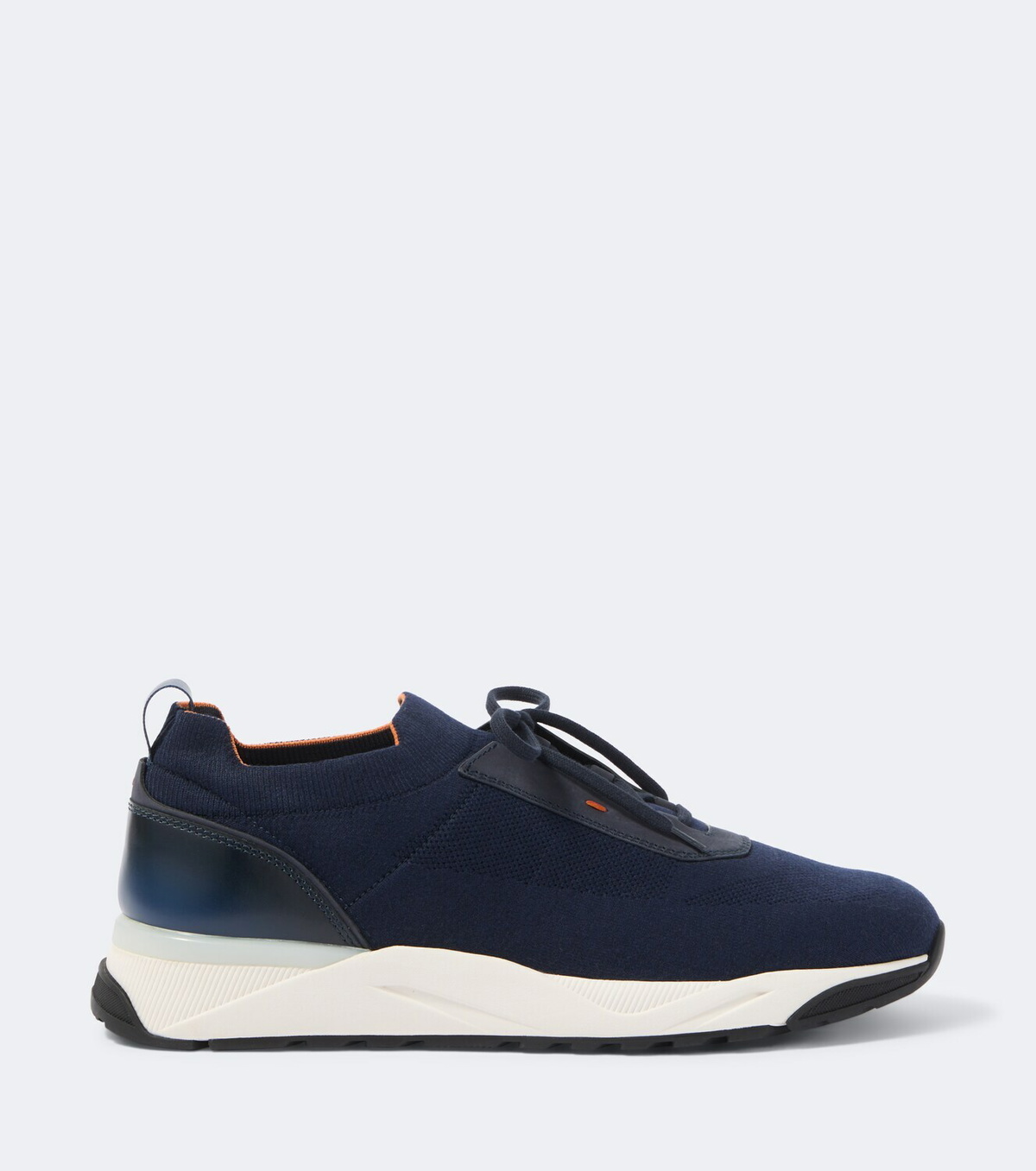 Santoni Leather-trimmed knitted sneakers
