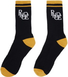 Rhude Black & Yellow Scramble Logo Socks