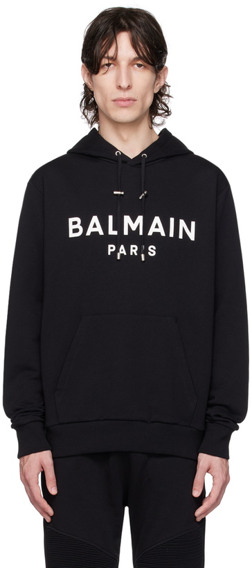 Photo: Balmain Black Printed Hoodie