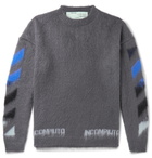 Off-White - Logo-Print Mohair-Blend Sweater - Gray