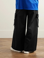 Off-White - Wide-Leg Buckled Eyelet-Embellished Cotton-Twill Cargo Trousers - Black