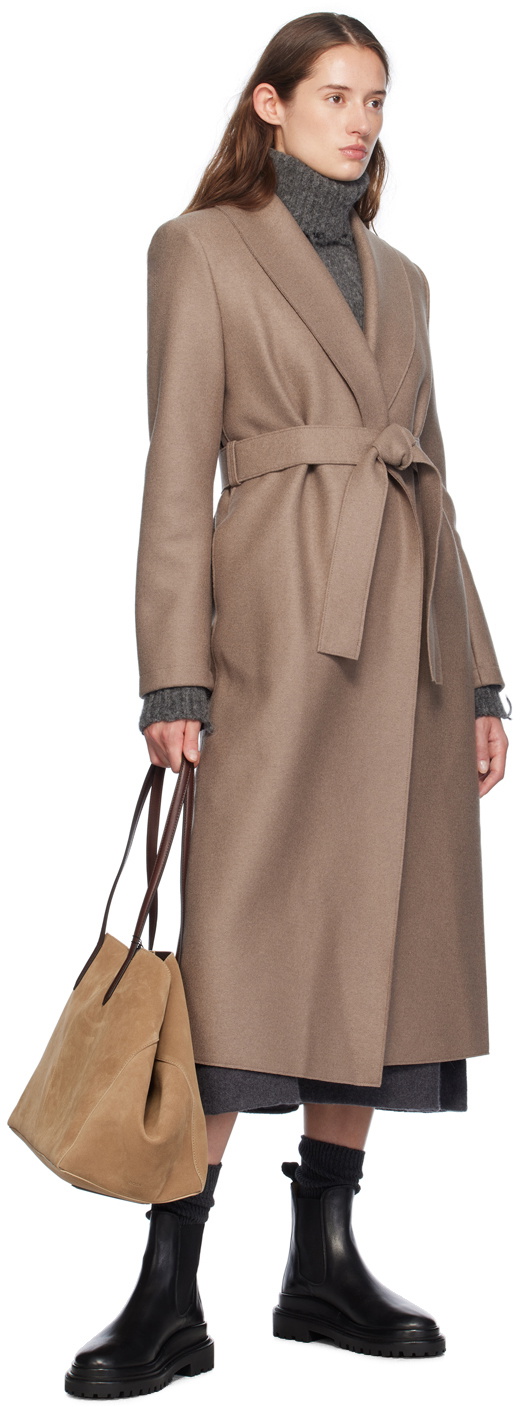 Harris Wharf London Taupe Shawl Collar Coat