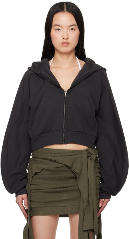 Photo: Ottolinger Black Multiline Zip Hoodie