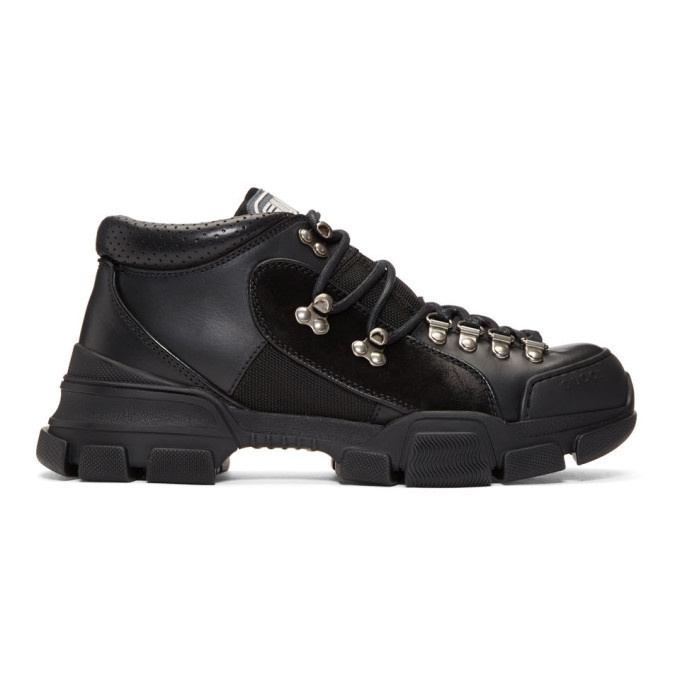 Photo: Gucci Black Flashtrek High-Top Sneakers