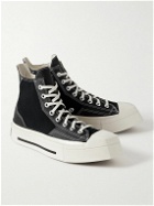 Converse - Chuck 70 De Luxe Leather and Canvas Platform High-Top Sneakers - Black