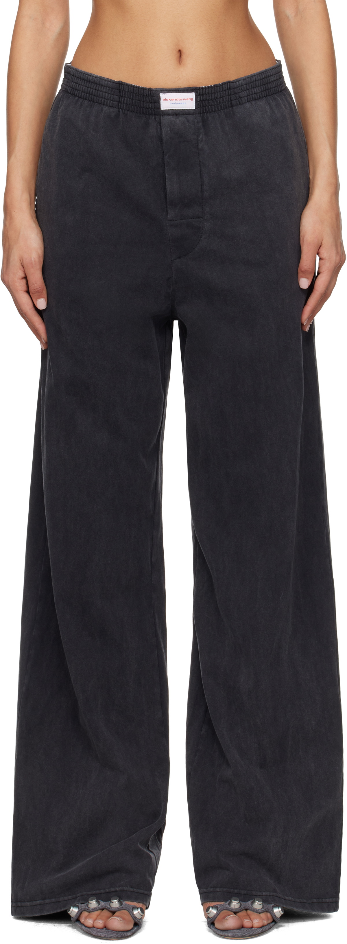 パンツ Alexander Wang Wide Leg Pants high-waist wide-leg pant in wool twill in BLACK | alexanderwang®