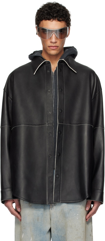 Photo: Acne Studios Black Shirt Leather Jacket