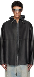 Acne Studios Black Shirt Leather Jacket
