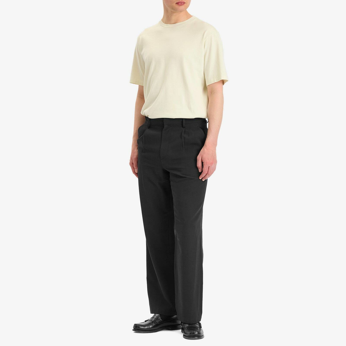 Auralee Men's Light Cotton Wool Viyella Slacks in Black Auralee