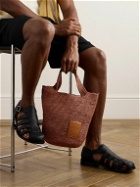 LOEWE - Paula’s Ibiza Mini Logo-Debossed Leather-Trimmed Raffia Tote Bag