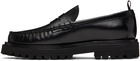 Officine Creative Black Leather Penny Loafers