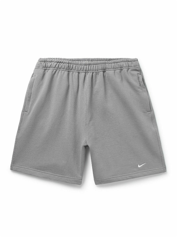 Photo: Nike - Solo Swoosh Wide-Leg Cotton-Blend Jersey Shorts - Gray