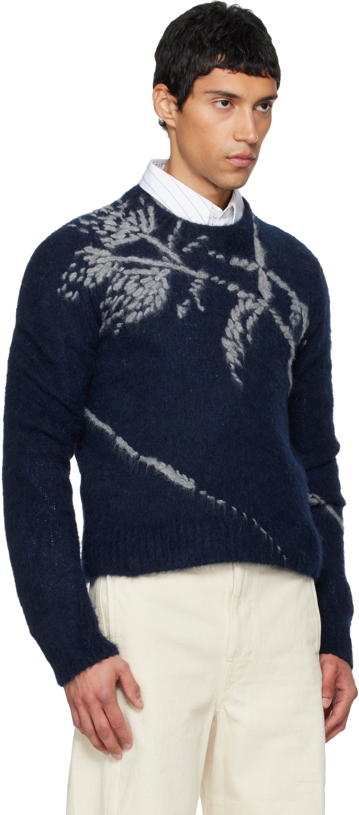 Dries Van Noten Navy Alpaca Sweater