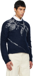 Dries Van Noten Navy Alpaca Sweater