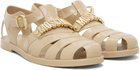 Moschino Beige Jelly Logo Lettering Sandals