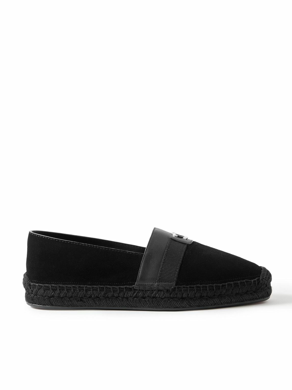 Christian Louboutin - Alfarica Logo-Embellished Leather and Grosgrain-Trimmed Suede Espadrilles - Black