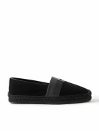 Christian Louboutin - Alfarica Logo-Embellished Leather and Grosgrain-Trimmed Suede Espadrilles - Black