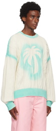 Palm Angels Off-White Sprayed Palm Sweater