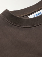 7 DAYS ACTIVE - Monday Logo-Print Organic Cotton-Jersey Sweatshirt - Brown