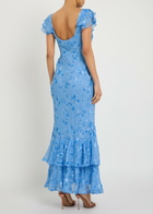 Rixo Ordinia Devoré Silk-blend Maxi Dress Blue