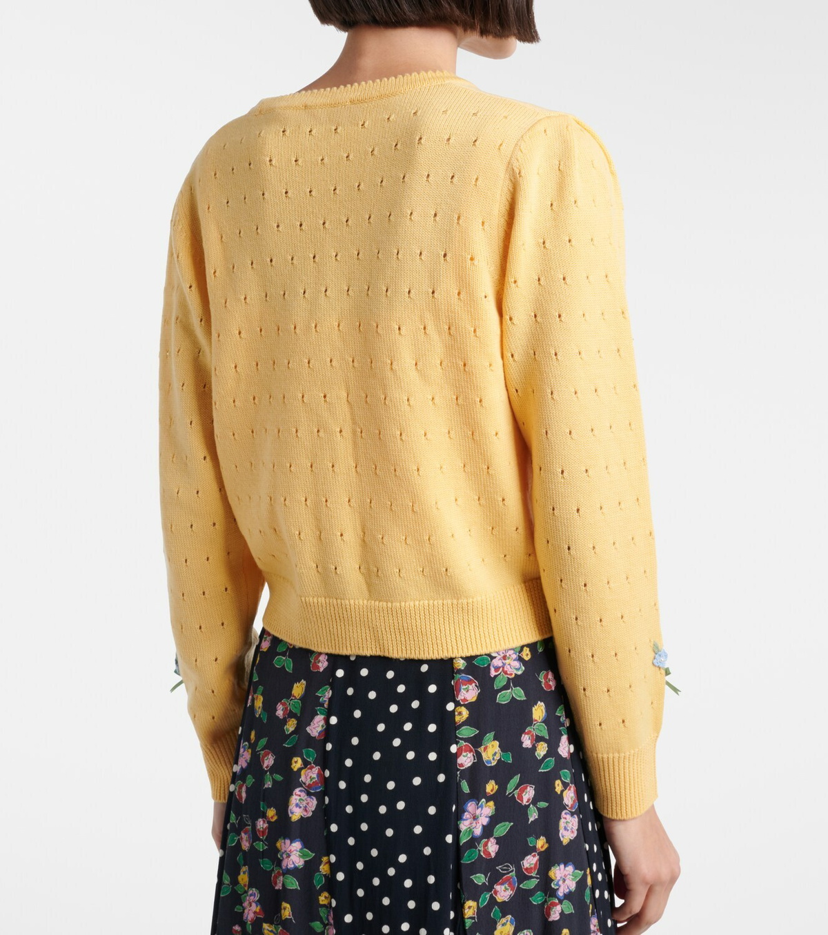 Rixo Merinda embroidered pointelle wool cardigan