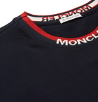 Moncler - Logo Webbing-Trimmed Cotton-Jersey T-Shirt - Navy