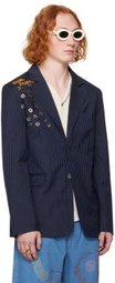 Glass Cypress Navy Pinstripe Blazer