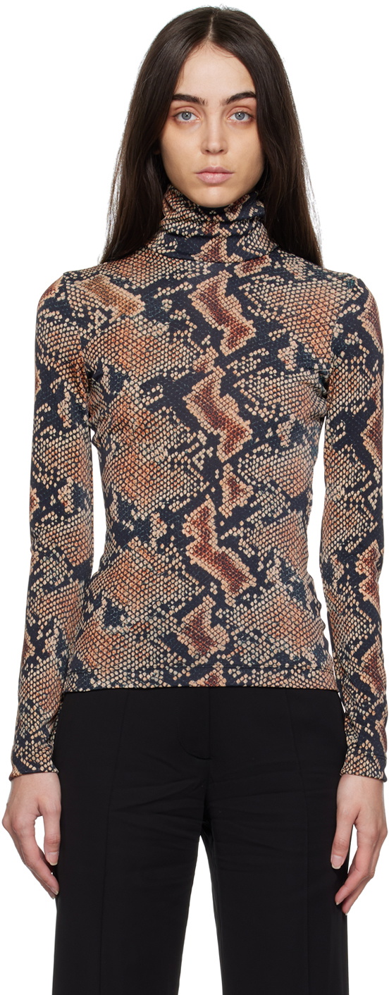 Atlein Black Snake Print Turtleneck