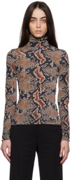 Atlein Black Snake Print Turtleneck