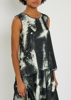 High Cue Printed Satin top Black