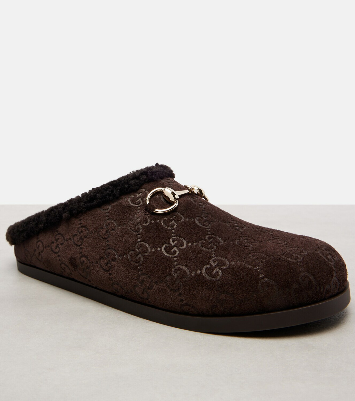 Gucci New Sol GG Horsebit suede slippers
