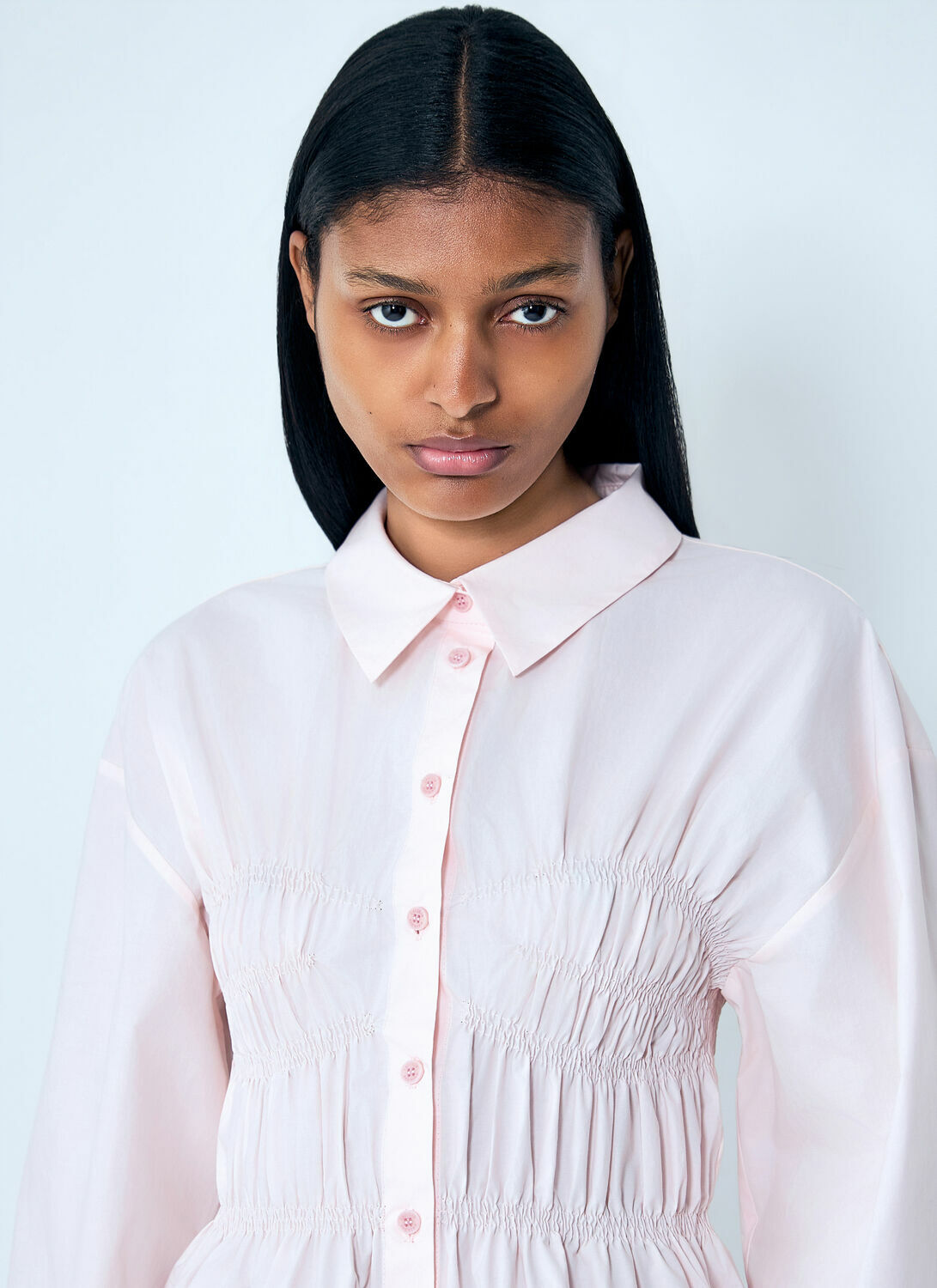Cecilie Bahnsen Smocked Detail Poplin Shirt