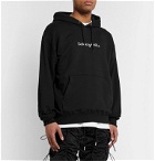 Flagstuff - Delivery Hells Logo-Embroidered Loopback Cotton-Jersey Hoodie - Black