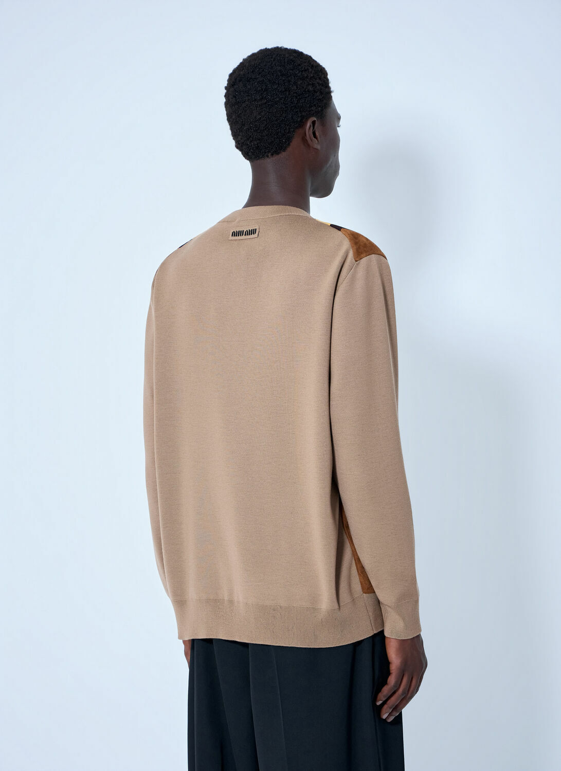 Miu Miu V-neck Sweater with Contrast Stripes