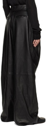 AARON ESH Black Pleated Leather Trousers
