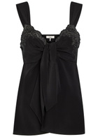 Chloe Lace-trim Silk-georgette top Black