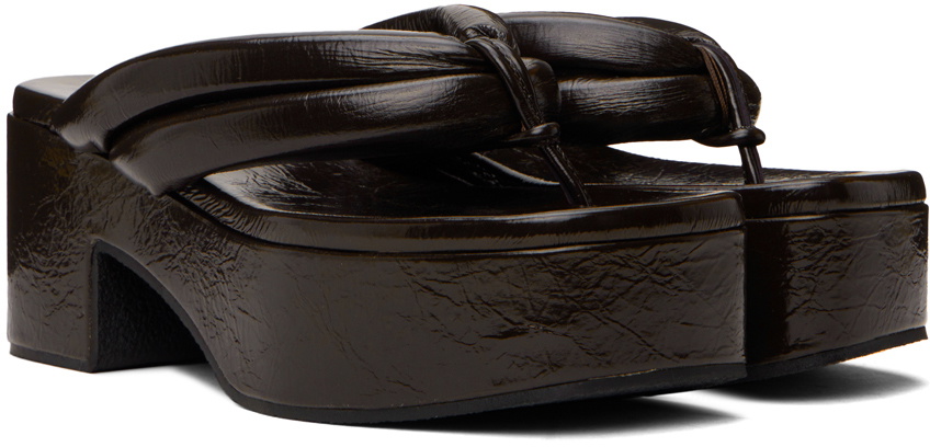 Dries Van Noten Brown Platform Thong Sandals
