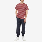 Thom Browne Men's Thin Srtripe T-Shirt in Crimson/Grey/White