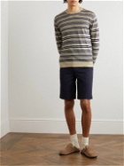 Aspesi - Slim-Fit Striped Linen and Cotton-Blend Sweater - Blue