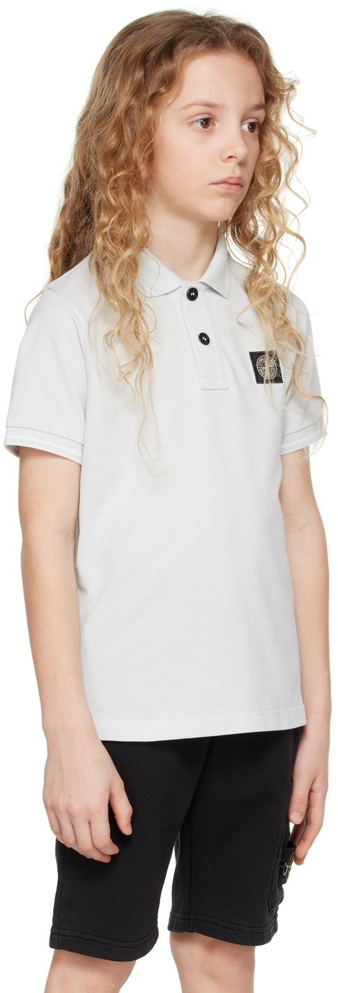 Stone Island Junior Kids Gray Patch Polo