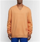 CALVIN KLEIN 205W39NYC - Logo-Embroidered Wool and Cotton-Blend Sweater - Men - Orange