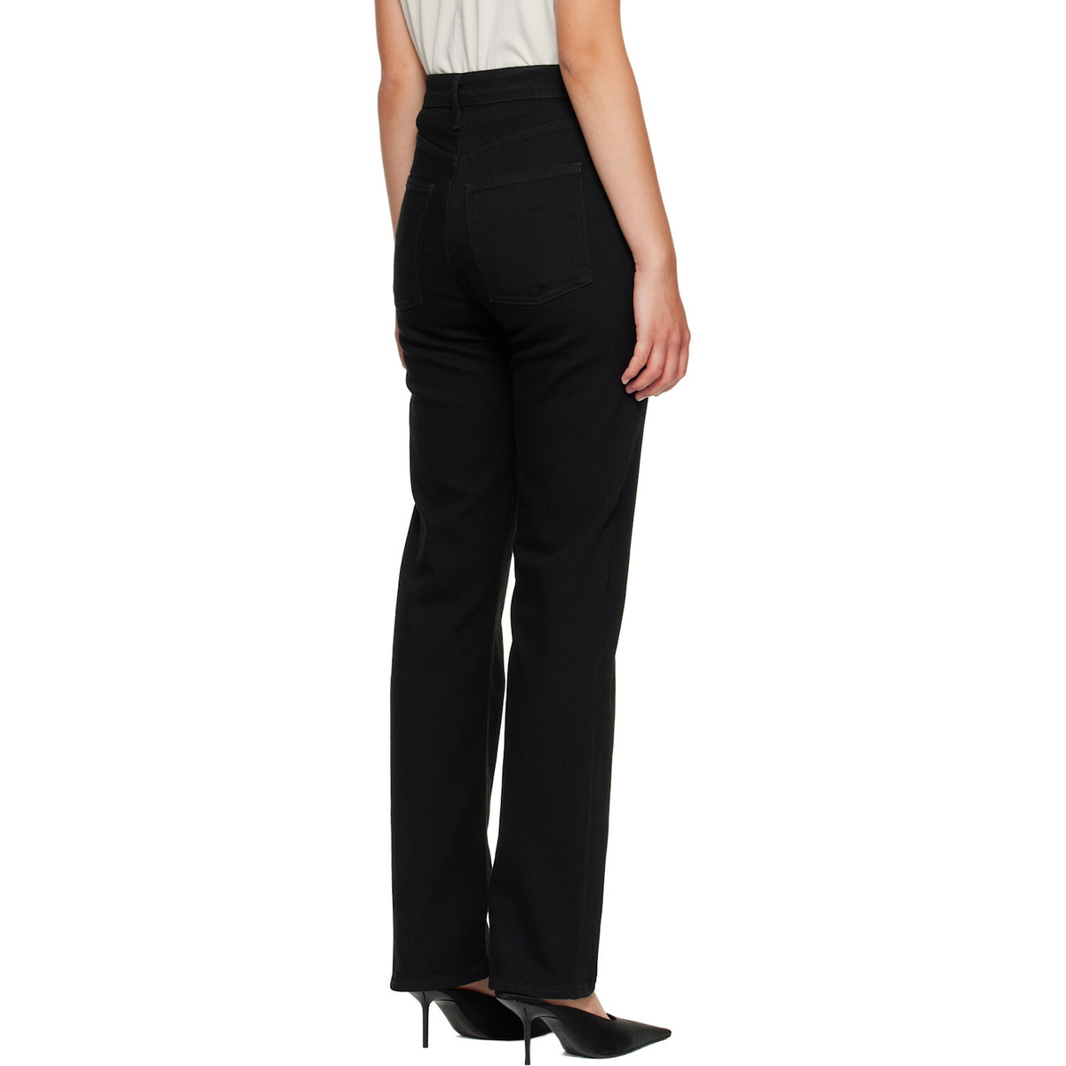 AGOLDE Black 90's Pinch Waist High Rise Straight Long Jeans