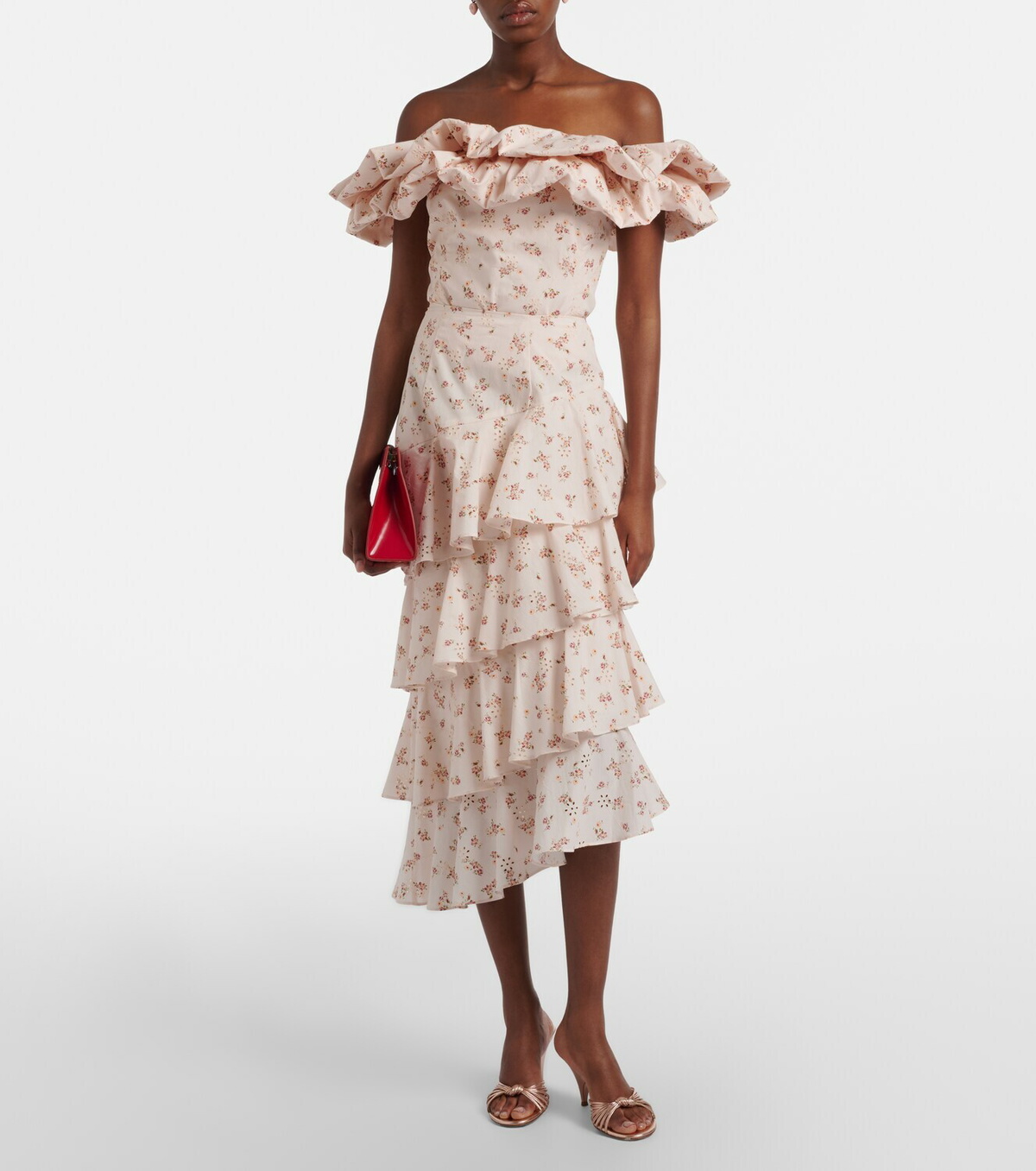 Markarian Laura floral tiered cotton midi skirt