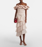 Markarian Laura floral tiered cotton midi skirt