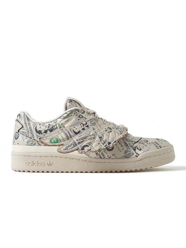 Photo: adidas Originals - Jeremy Scott Forum Low Money Wings Printed Leather Sneakers - Neutrals
