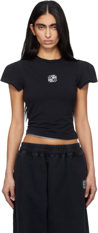 Photo: VETEMENTS Black Biker Cross Logo Front Sleeve T-shirt