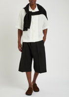 Studio Nicholson Pleated Linen and Wool-blend Shorts Black