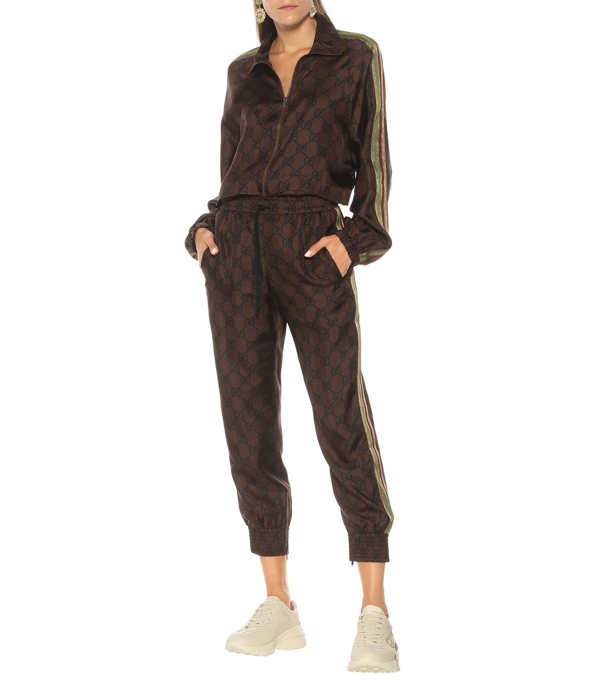 Gucci - GG Supreme silk-twill sweatpants