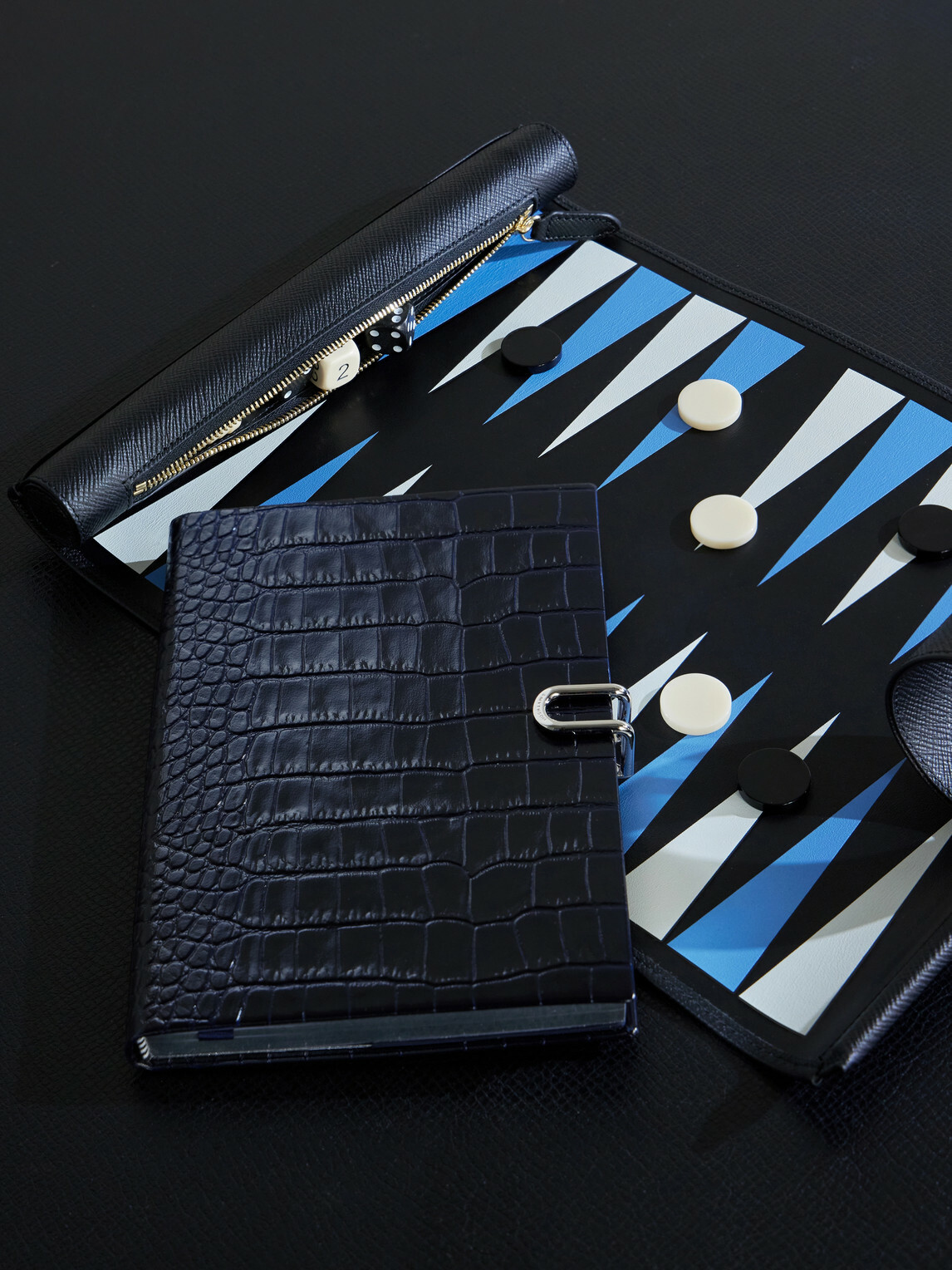 Smythson - Soho Croc-Effect Leather Notebook