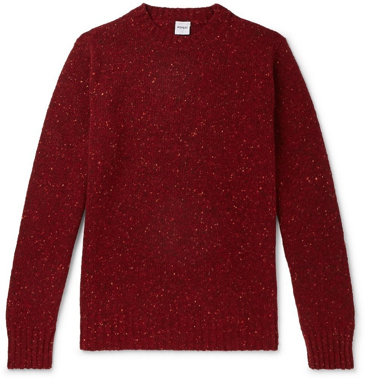 Photo: Aspesi - Slim-Fit Donegal Wool Sweater - Red